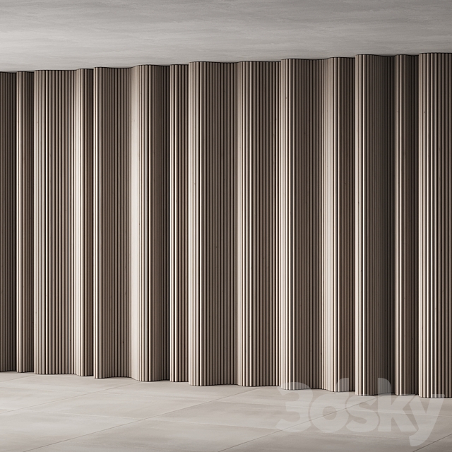 434 wall composition 15 wave fluted wood Reeded Panels 02 3DS Max Model - thumbnail 4