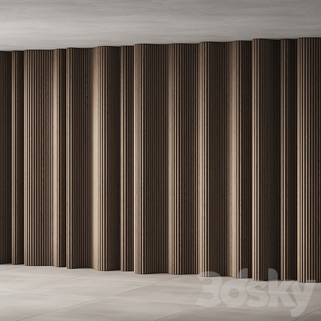 434 wall composition 15 wave fluted wood Reeded Panels 02 3DS Max Model - thumbnail 5