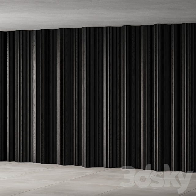 434 wall composition 15 wave fluted wood Reeded Panels 02 3DS Max Model - thumbnail 6