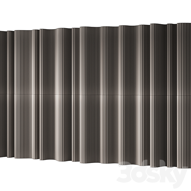 434 wall composition 15 wave fluted wood Reeded Panels 02 3DS Max Model - thumbnail 7