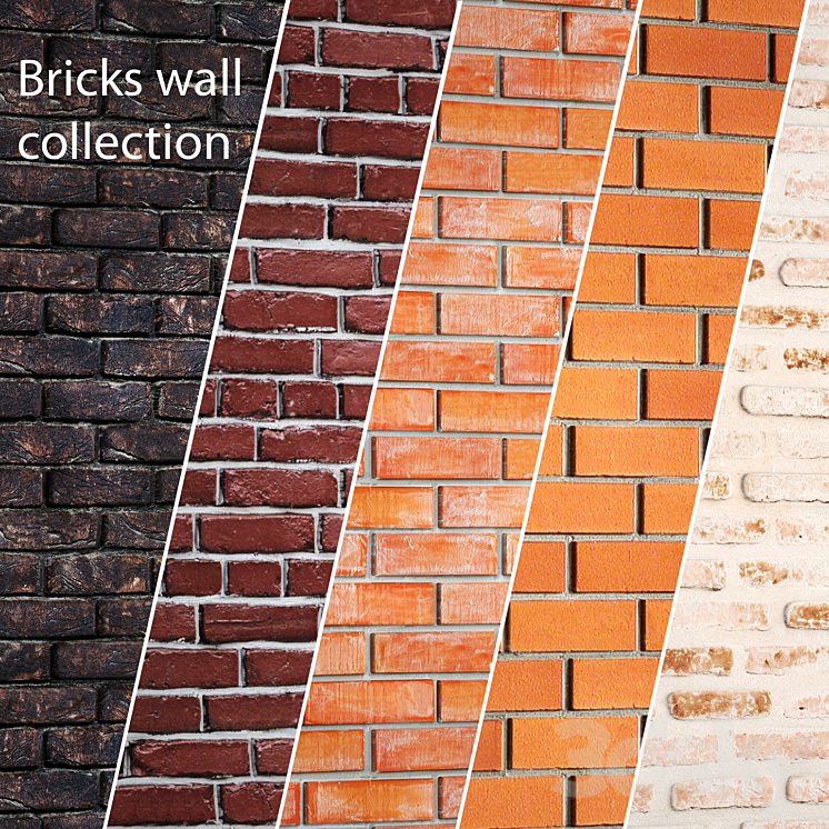 A collection of brick walls. 2. Wall decor brick masonry clinker decorative brown loft panel masonry 3DS Max - thumbnail 1