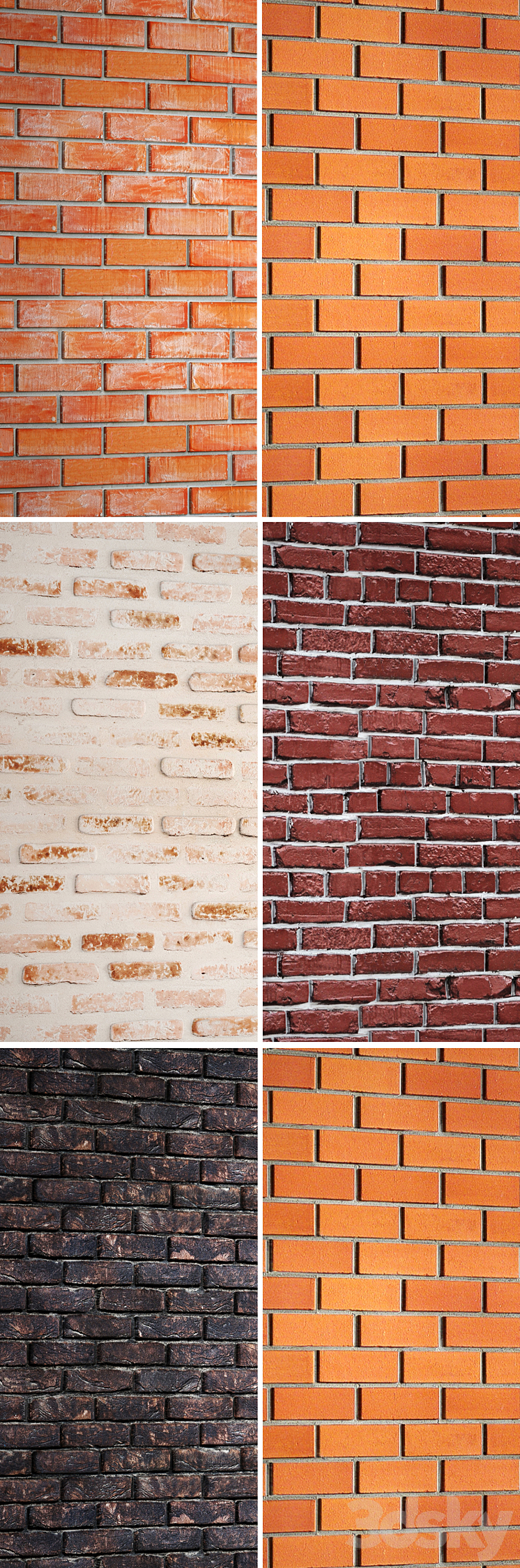 A collection of brick walls. 2. Wall decor brick masonry clinker decorative brown loft panel masonry 3DS Max - thumbnail 2