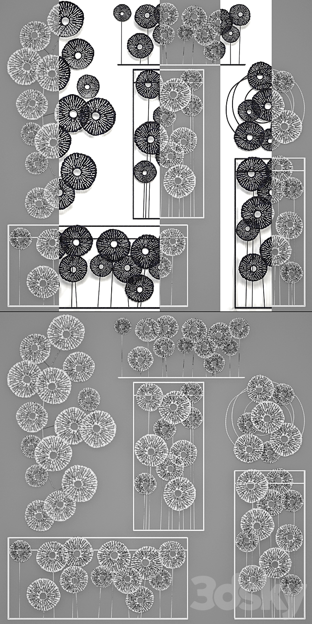 A collection of decor for the walls 4. Wall decor set. panel. loft. disks. art. picture. metal decor. round 3DSMax File - thumbnail 3