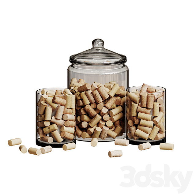 A Jar With Wine Corks And A Candle 3ds Max - thumbnail 1