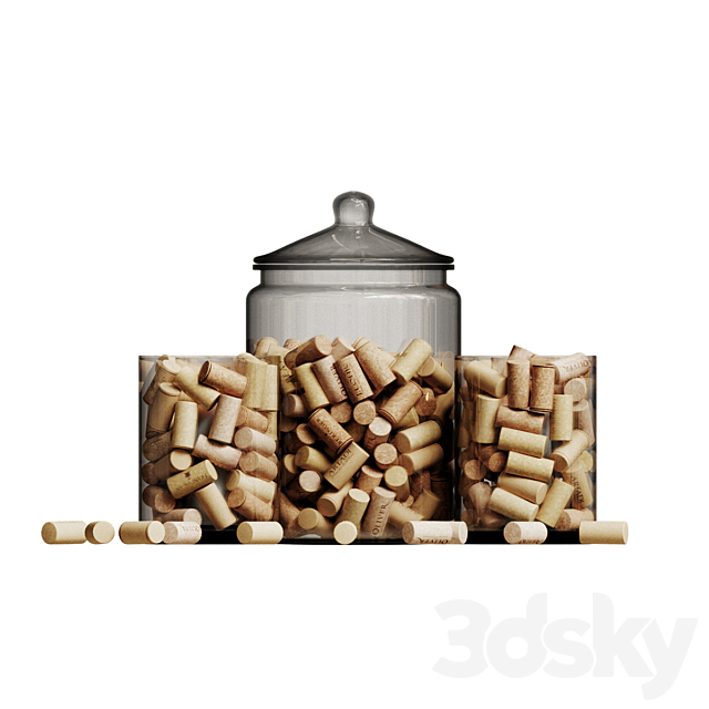 A Jar With Wine Corks And A Candle 3ds Max - thumbnail 2