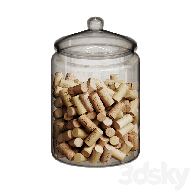 A Jar With Wine Corks And A Candle 3ds Max - thumbnail 3