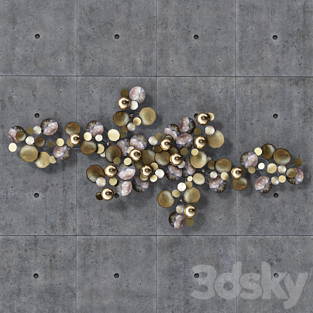 A Large Brass Curtis Jere Raindrops Wall Sculpture 3DSMax File - thumbnail 1