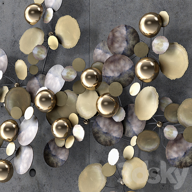 A Large Brass Curtis Jere Raindrops Wall Sculpture 3DSMax File - thumbnail 3