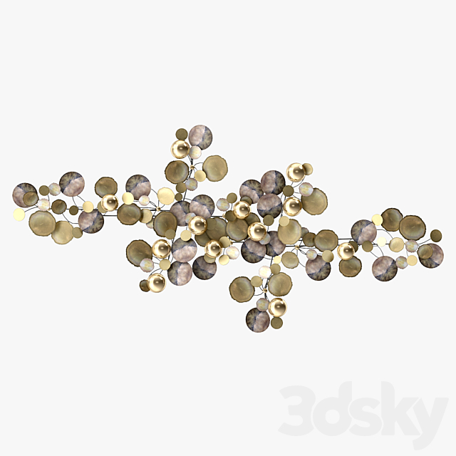 A Large Brass Curtis Jere Raindrops Wall Sculpture 3DSMax File - thumbnail 4