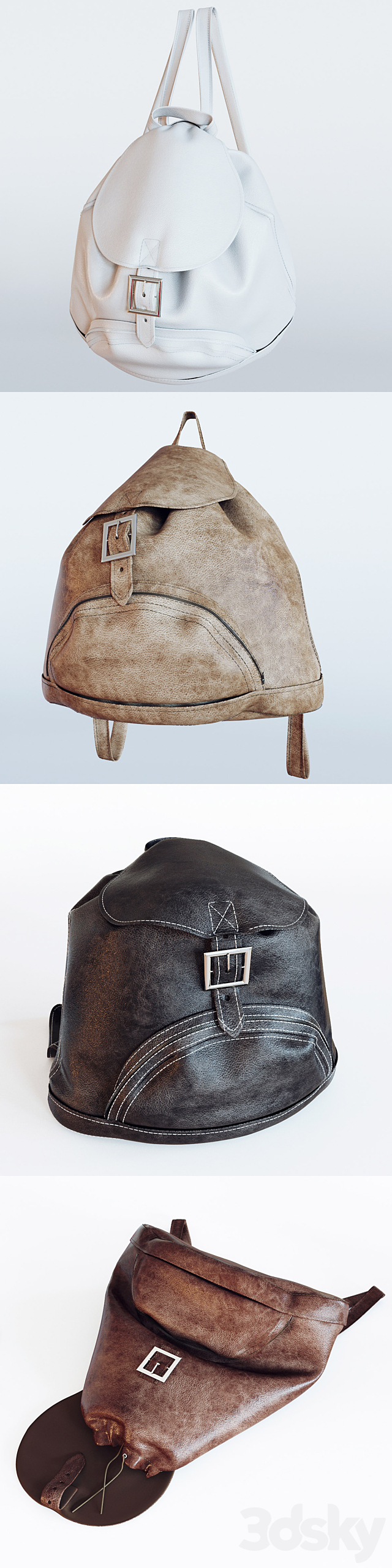 A leather backpack 3ds Max - thumbnail 2