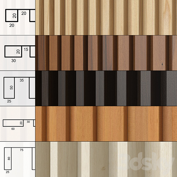 A set of panels with slats. 3DS Max - thumbnail 1