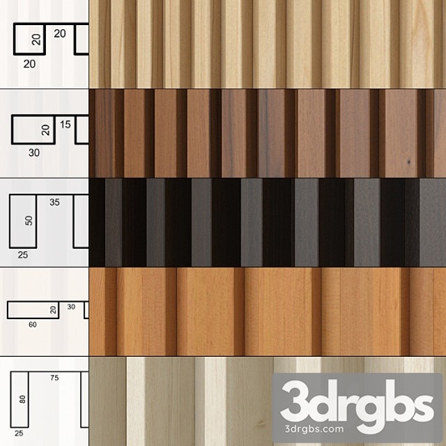 A set of panels with slats. 3dsmax Download - thumbnail 1