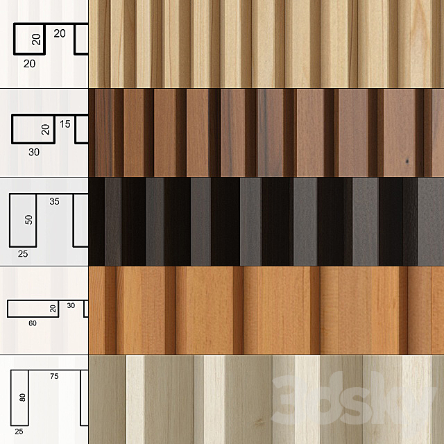 A set of panels with slats. 3DSMax File - thumbnail 1