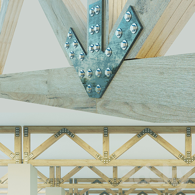 A set of wooden trusses with parallel belts. 6m. 8m. 10m. 12m. 14m 3DSMax File - thumbnail 2