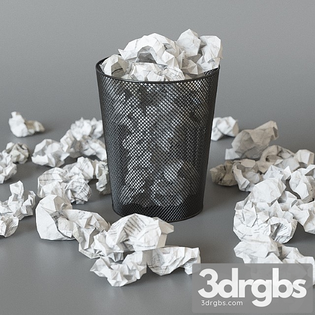 A trash can with papers 3dsmax Download - thumbnail 1