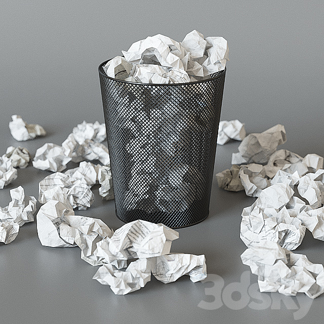 A trash can with papers 3DSMax File - thumbnail 1