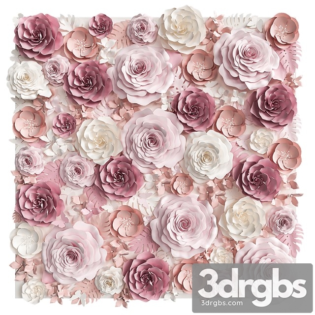 A Wall Of Paper Flowers Photo Background 3dsmax Download - thumbnail 1