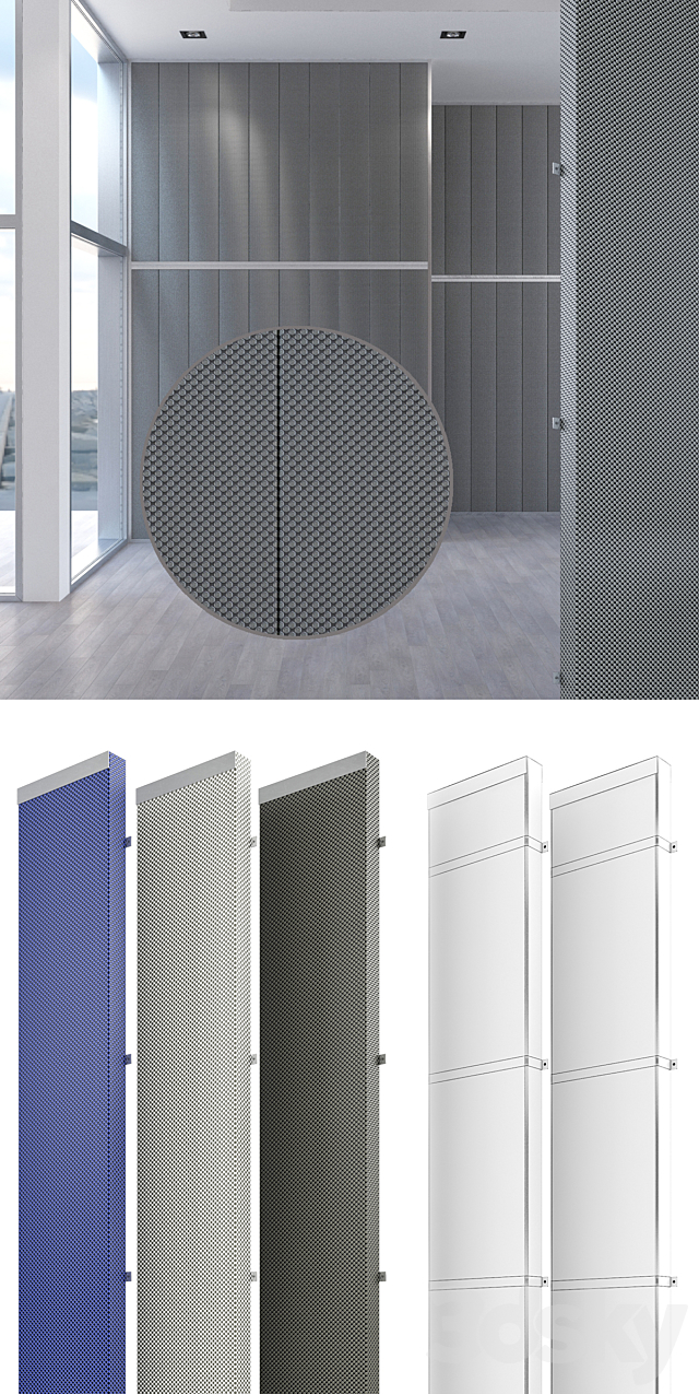 Acoustic panels hanging elements lamps. 3ds Max - thumbnail 2