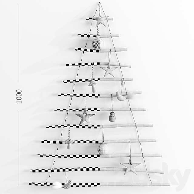 Adairs hanging branch christmas tree 3DSMax File - thumbnail 3