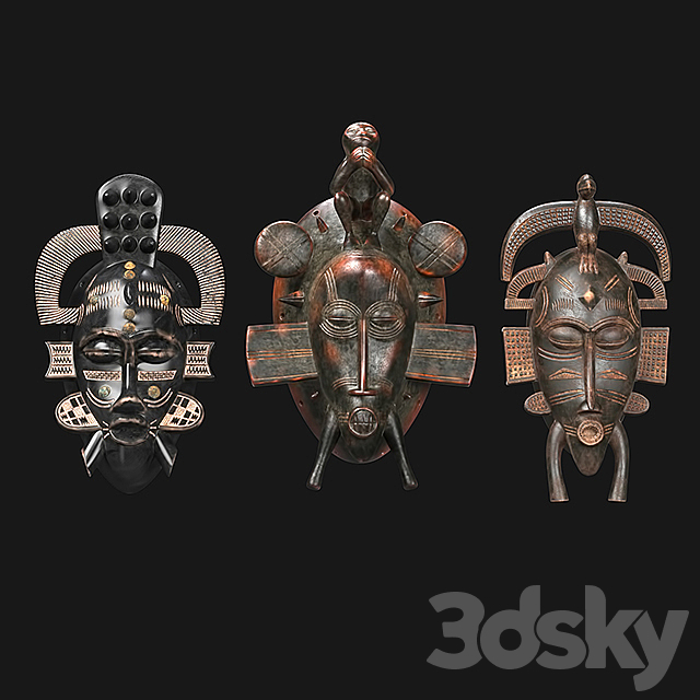 African masks of Senoufo 3ds Max - thumbnail 1