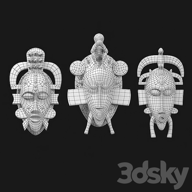 African masks of Senoufo 3ds Max - thumbnail 3