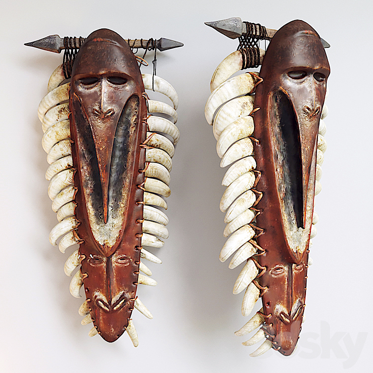 African shaman mask 3DS Max - thumbnail 1