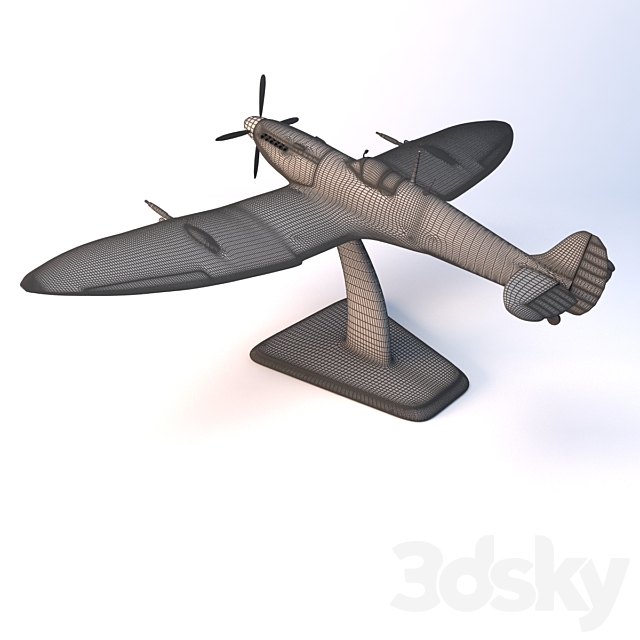 Aircraft on stand Spitfire MK 9 3DSMax File - thumbnail 3