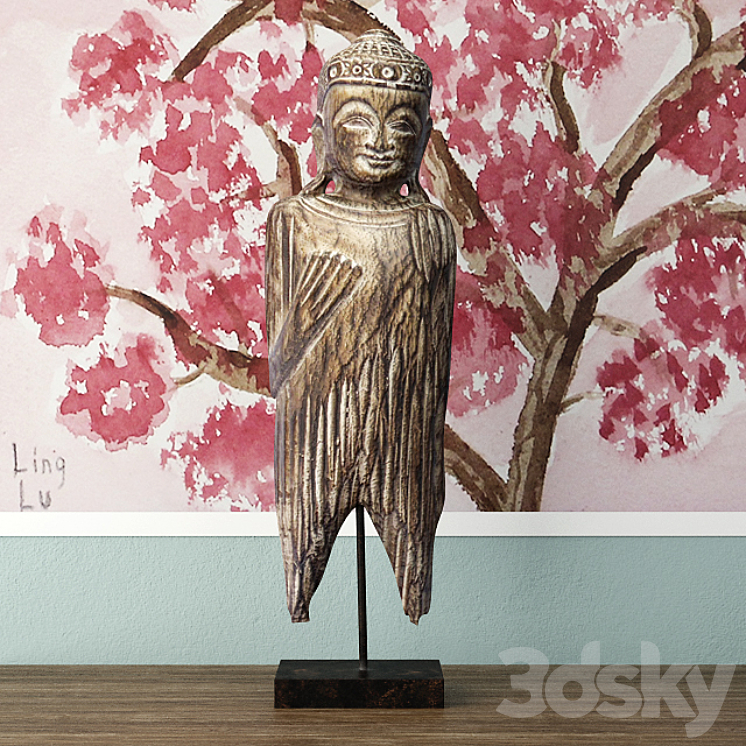 Albesia Wood Buddha Decoration 3DS Max - thumbnail 1