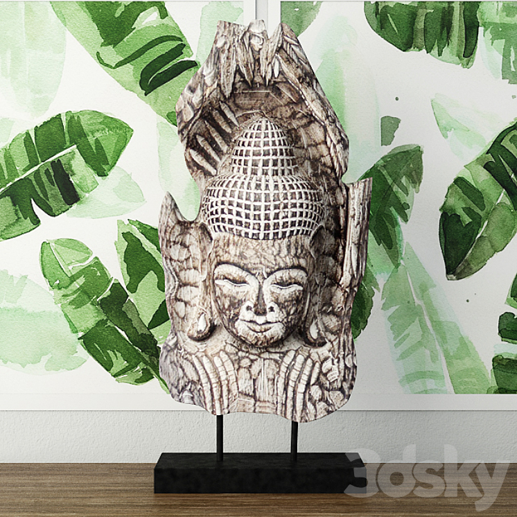 Albesia Wood Buddha Decoration 3DS Max - thumbnail 1