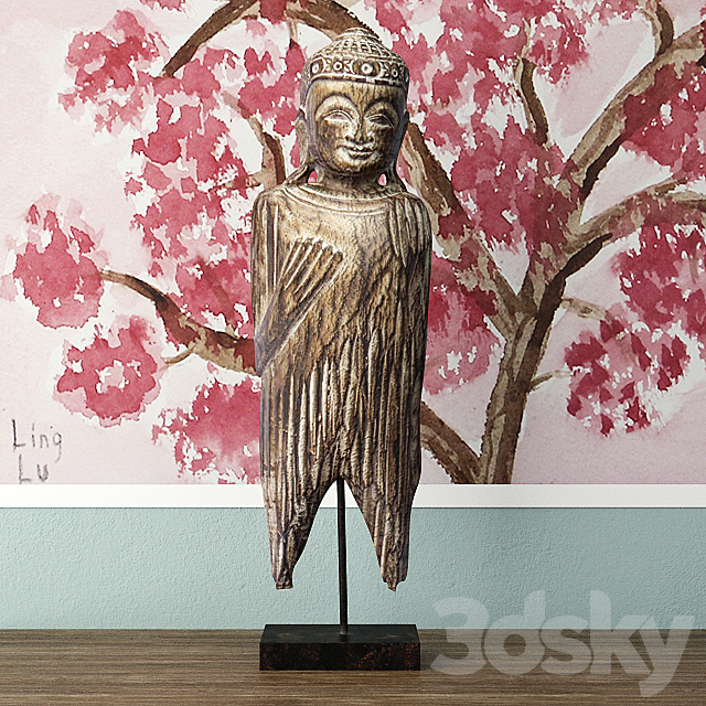 Albesia Wood Buddha Decoration 3DSMax File - thumbnail 1