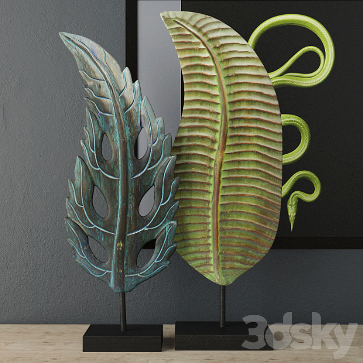 Albesia Wood Leaf Decoration 3DS Max - thumbnail 1