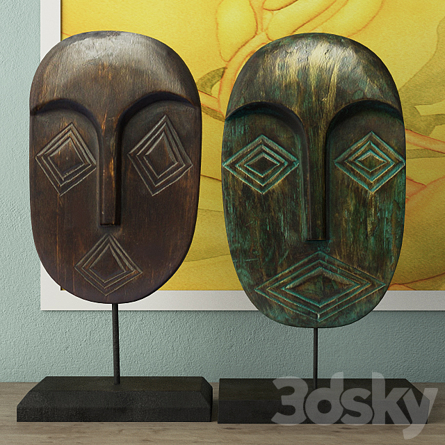 Albesia Wood Mask Decoration 3ds Max - thumbnail 1