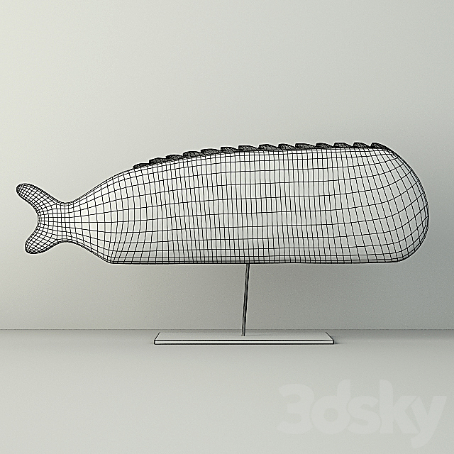 Antique Hand Carved Wooden Fish Sculpture 3DSMax File - thumbnail 2