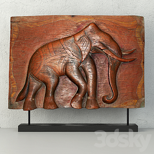 Antique Indian Elephant Relief Panel 3ds Max - thumbnail 1