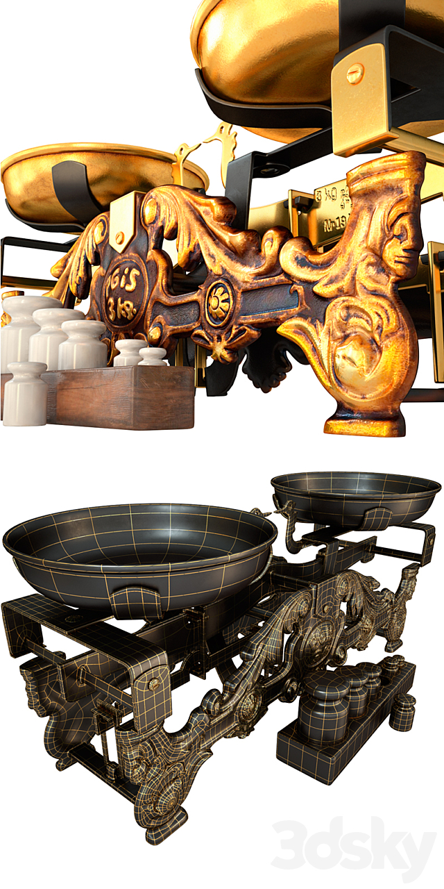 Antique scales Beranger 3DS Max Model - thumbnail 3