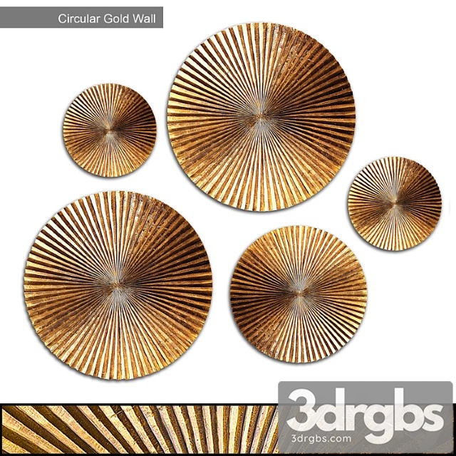 Apollo medium plaque – circular gold wall decor 3dsmax Download - thumbnail 1