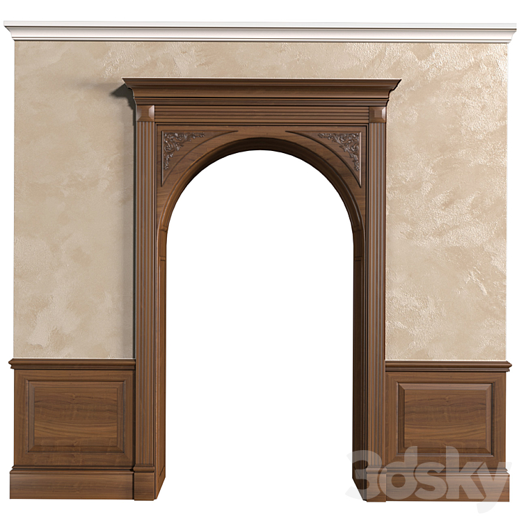 Arch in classic style.Arched interior doorway in a classic style.Traditional Interior Arched Doorway Opening.Wall Paneling 3DS Max - thumbnail 1