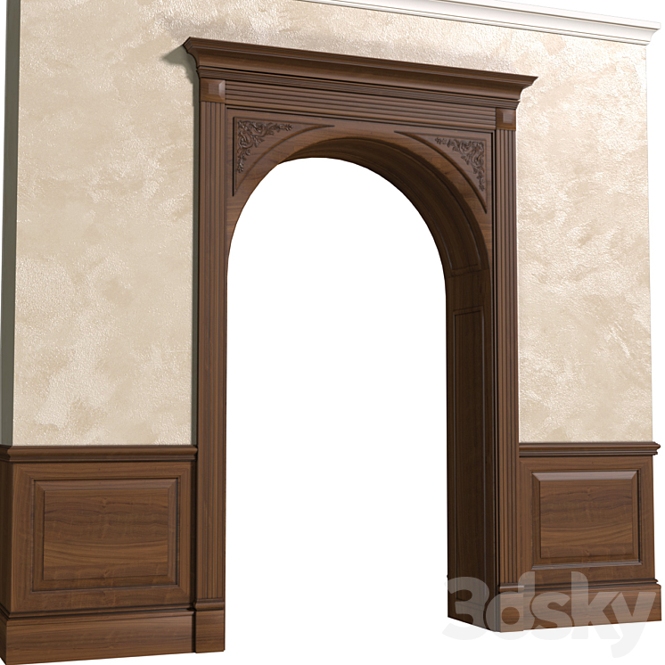 Arch in classic style.Arched interior doorway in a classic style.Traditional Interior Arched Doorway Opening.Wall Paneling 3DS Max - thumbnail 2