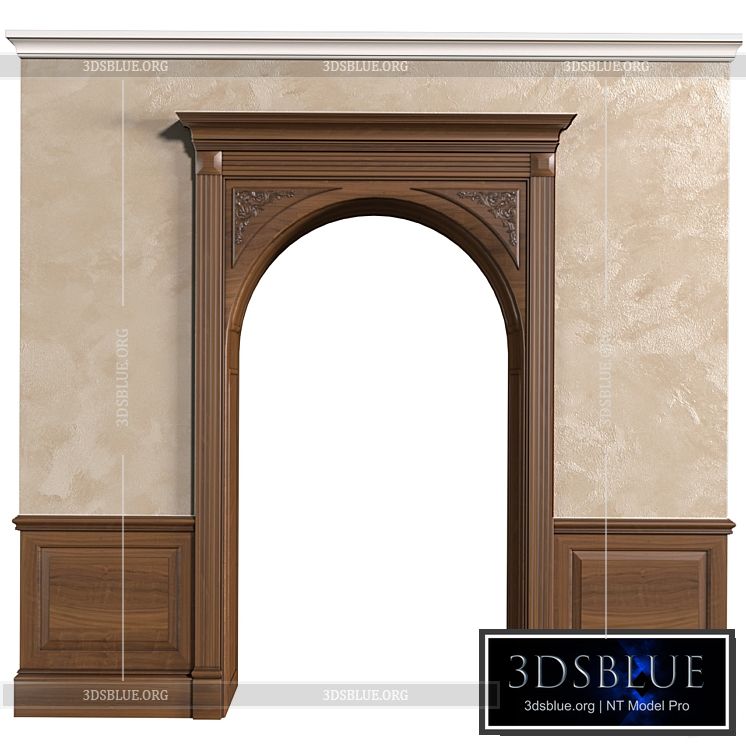 Arch in classic style.Arched interior doorway in a classic style.Traditional Interior Arched Doorway Opening.Wall Paneling 3DS Max - thumbnail 3