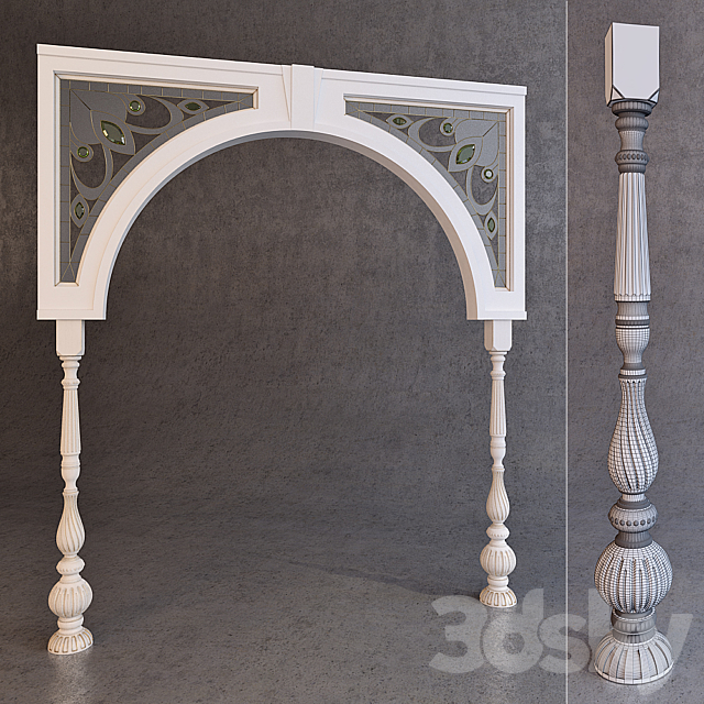 arched doorway with stained glass 3DSMax File - thumbnail 1