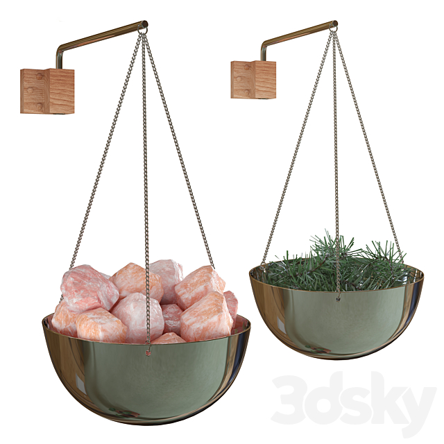 Aroma bath bowl 20 cm with Himalayan salt or branches 3ds Max - thumbnail 1