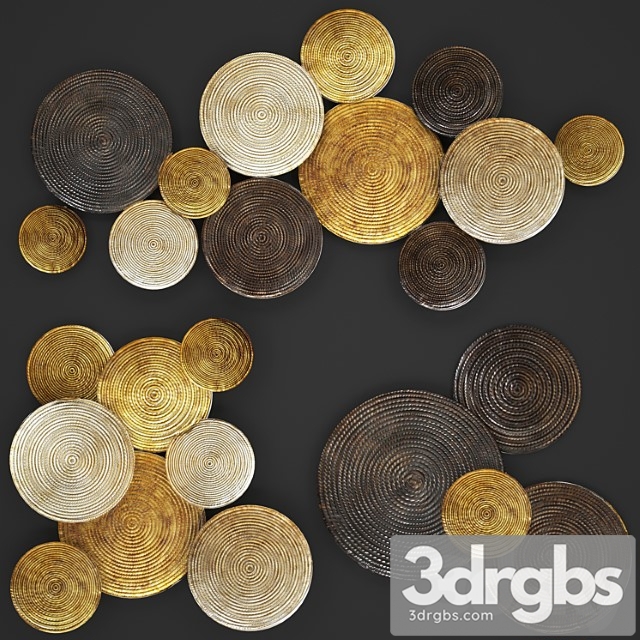 Art. circles wall decor. wall decor painting discs gold decor luxury panels 3dsmax Download - thumbnail 1