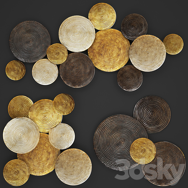 ART. Circles Wall Decor. Wall decor. painting. discs. gold decor. luxury. panels 3DSMax File - thumbnail 1