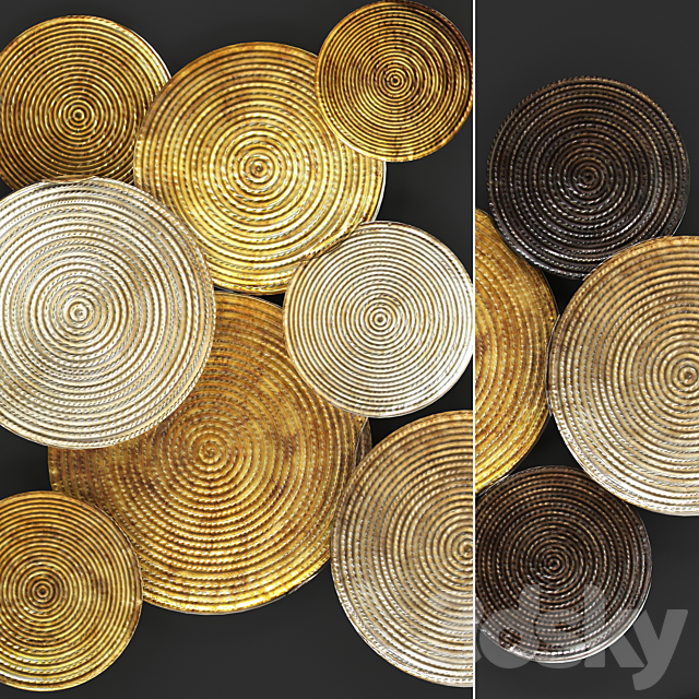 ART. Circles Wall Decor. Wall decor. painting. discs. gold decor. luxury. panels 3DSMax File - thumbnail 2