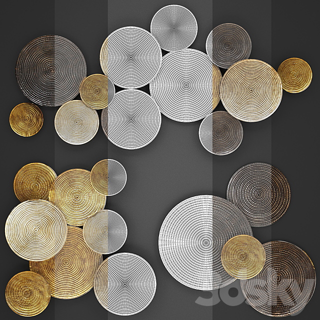 ART. Circles Wall Decor. Wall decor. painting. discs. gold decor. luxury. panels 3DSMax File - thumbnail 3