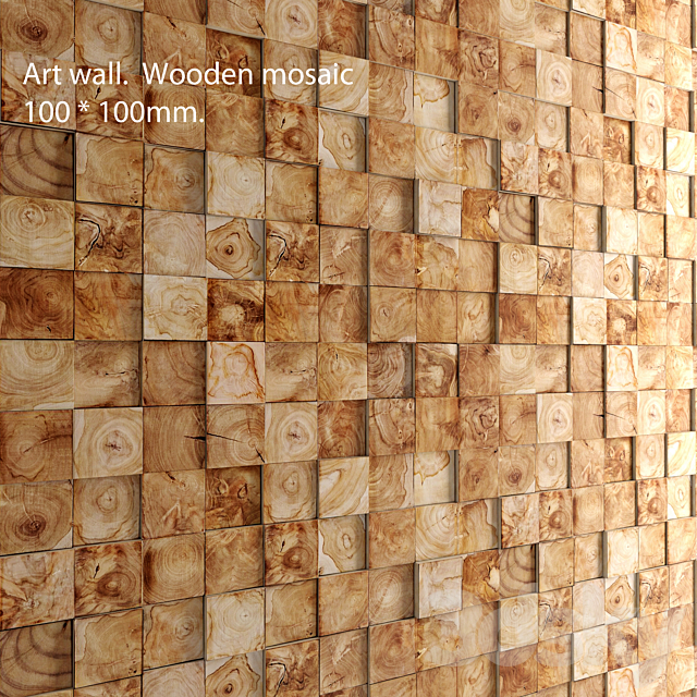 Art wall. Wooden mosaic wall decor plank panels wooden decor boards wooden wall panel timber bars 3ds Max - thumbnail 1