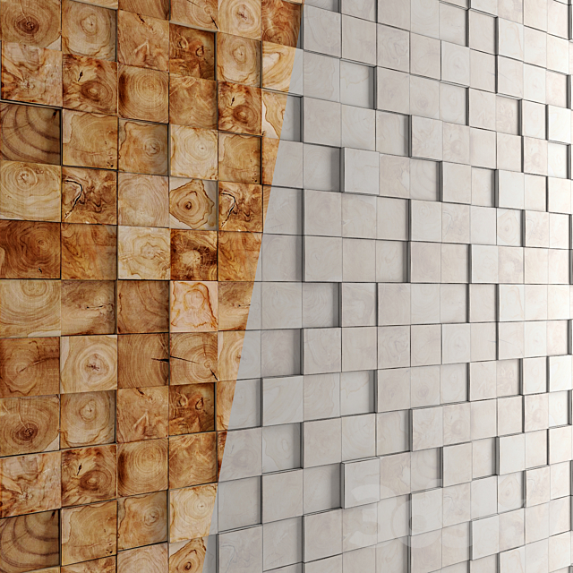 Art wall. Wooden mosaic wall decor plank panels wooden decor boards wooden wall panel timber bars 3ds Max - thumbnail 3