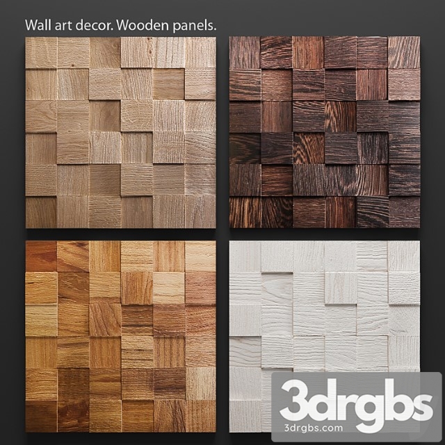 Art Wood Panels Mosaic Wall Decor Plank Panels Wooden Decor Boards 3dsmax Download - thumbnail 1