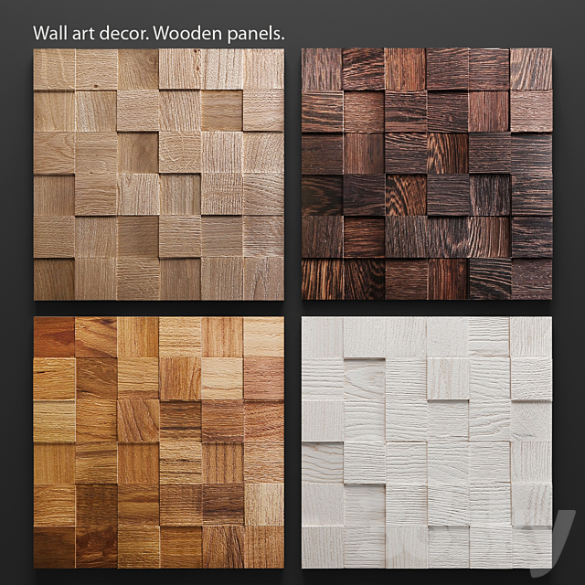 Art Wood panels. Mosaic. wall decor. plank panels. wooden decor. boards. wooden wall. panel. timber. bars 3DSMax File - thumbnail 1