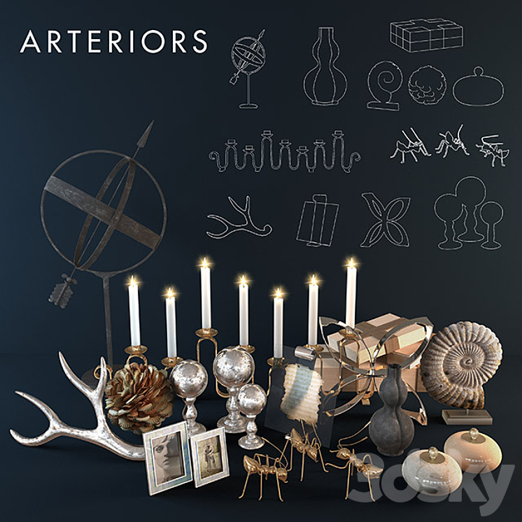 Arteriors decoration set 3DS Max - thumbnail 1